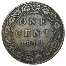 Монета 1 цент 1910 года Канада (аверс)
