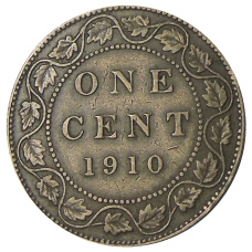 Монета 1 цент 1910 года Канада (аверс)