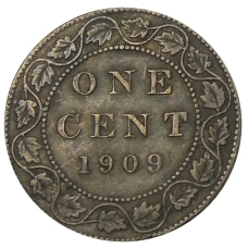Монета 1 цент 1909 года Канада (аверс)