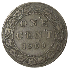 Монета 1 цент 1909 года Канада (аверс)