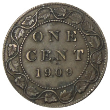 Монета 1 цент 1909 года Канада (аверс)