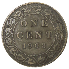 Монета 1 цент 1908 года Канада (аверс)