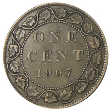Монета 1 цент 1907 года Канада (аверс)