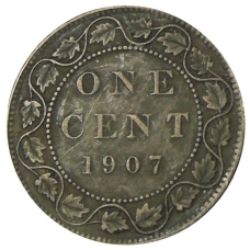 Монета 1 цент 1907 года Канада (аверс)
