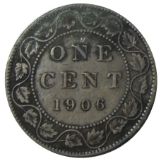 Монета 1 цент 1906 года Канада (аверс)