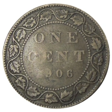 Монета 1 цент 1906 года Канада (аверс)