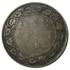 Монета 1 цент 1905 года Канада (аверс)