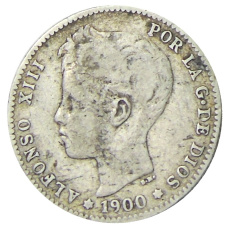 Монета 1 песета 1900 года Испания (аверс)