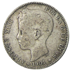 Монета 1 песета 1901 года Испания (аверс)