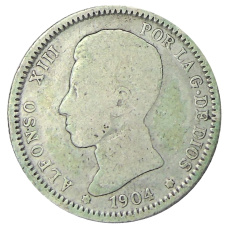Монета 1 песета 1904 года Испания (аверс)