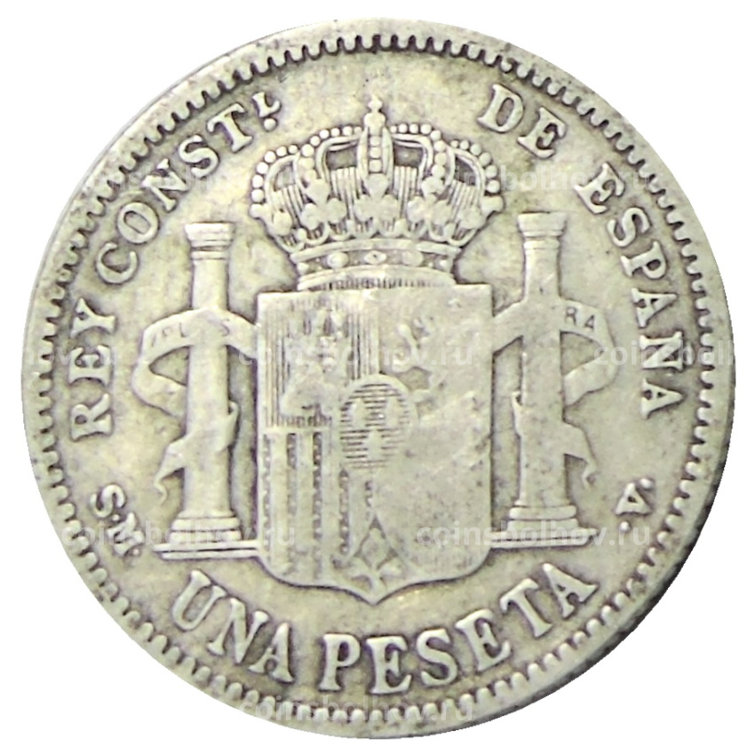 Монета 1 песета 1904 года Испания (вид 2)