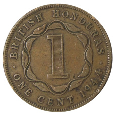 Монета 1 цент 1944 года Британский Гондурас (аверс)