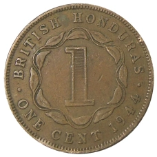 Монета 1 цент 1944 года Британский Гондурас (аверс)