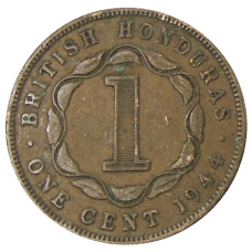 Монета 1 цент 1944 года Британский Гондурас (аверс)