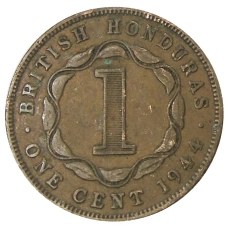 Монета 1 цент 1944 года Британский Гондурас (аверс)