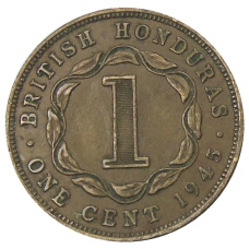 Монета 1 цент 1945 года Британский Гондурас (аверс)