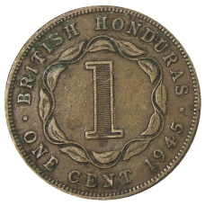 Монета 1 цент 1945 года Британский Гондурас (аверс)