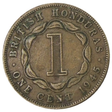 Монета 1 цент 1945 года Британский Гондурас (аверс)