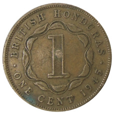 Монета 1 цент 1945 года Британский Гондурас (аверс)