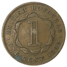 Монета 1 цент 1945 года Британский Гондурас (аверс)