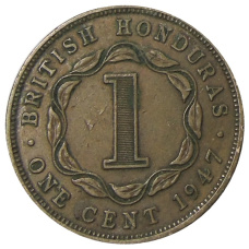 Монета 1 цент 1947 года Британский Гондурас (аверс)