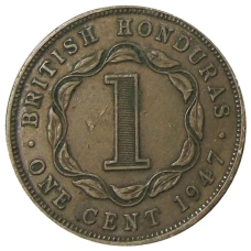 Монета 1 цент 1947 года Британский Гондурас (аверс)