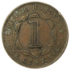 Монета 1 цент 1947 года Британский Гондурас (аверс)