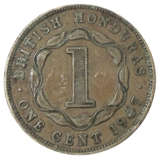 Монета 1 цент 1947 года Британский Гондурас (аверс)