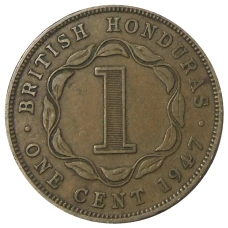 Монета 1 цент 1947 года Британский Гондурас (аверс)