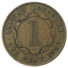 Монета 1 цент 1947 года Британский Гондурас (аверс)