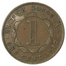 Монета 1 цент 1947 года Британский Гондурас (аверс)