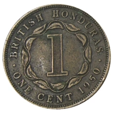 Монета 1 цент 1950 года Британский Гондурас (аверс)