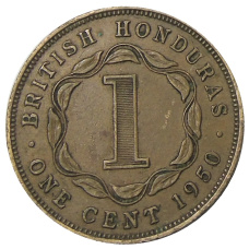 Монета 1 цент 1950 года Британский Гондурас (аверс)