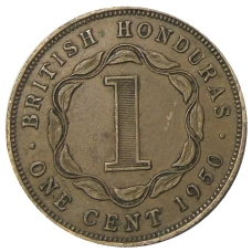 Монета 1 цент 1950 года Британский Гондурас (аверс)
