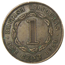 Монета 1 цент 1950 года Британский Гондурас (аверс)