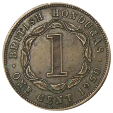 Монета 1 цент 1950 года Британский Гондурас (аверс)