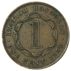 Монета 1 цент 1950 года Британский Гондурас (аверс)