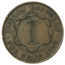 Монета 1 цент 1950 года Британский Гондурас (аверс)