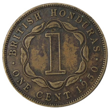 Монета 1 цент 1950 года Британский Гондурас (аверс)