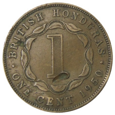 Монета 1 цент 1950 года Британский Гондурас (аверс)