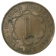 Монета 1 цент 1950 года Британский Гондурас (аверс)