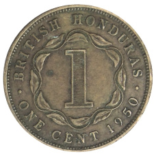 Монета 1 цент 1950 года Британский Гондурас (аверс)