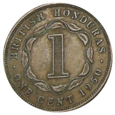 Монета 1 цент 1950 года Британский Гондурас (аверс)