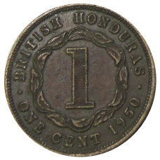 Монета 1 цент 1950 года Британский Гондурас (аверс)