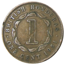 Монета 1 цент 1951 года Британский Гондурас (аверс)