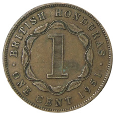 Монета 1 цент 1951 года Британский Гондурас (аверс)