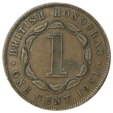 Монета 1 цент 1951 года Британский Гондурас (аверс)