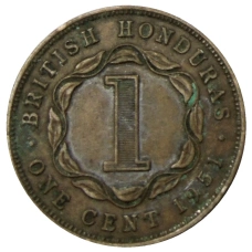 Монета 1 цент 1951 года Британский Гондурас (аверс)