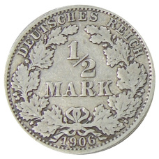 Монета 1/2 марки 1906 года A Германия (аверс)