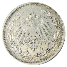 Монета 1/2 марки 1905 года D Германия (реверс)